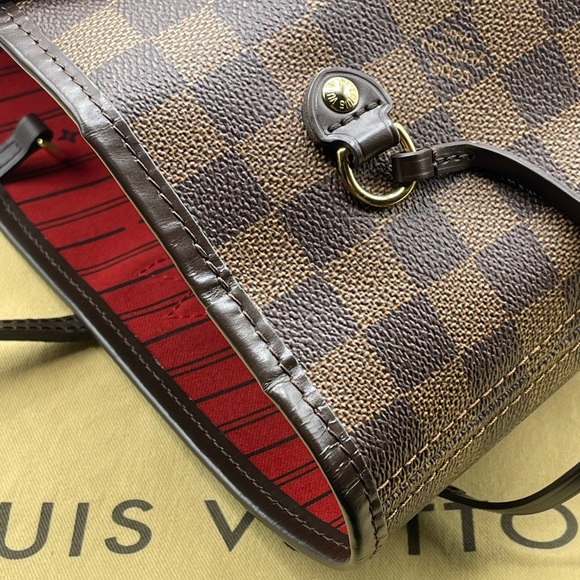 Louis Vuitton Damier Ebene Neverfull Mm Ceries Cherry Red Shoulder Tote Bag LV - Picture 8 of 16